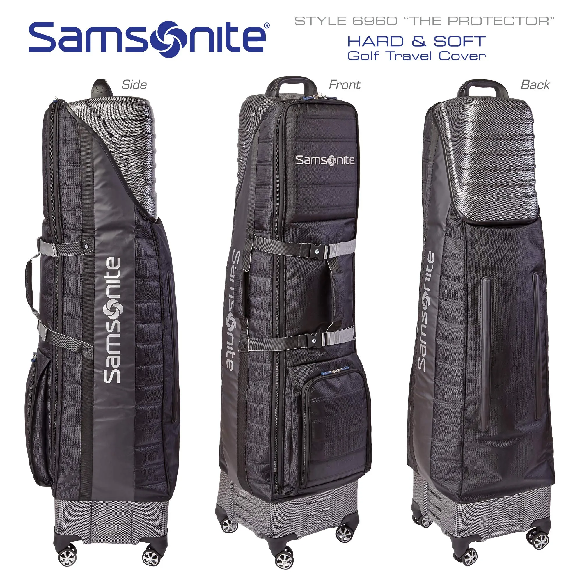 Samsonite "The Protector Hardside and Softside Golf Travel Bag with Shark Wheels Bags Samsonite