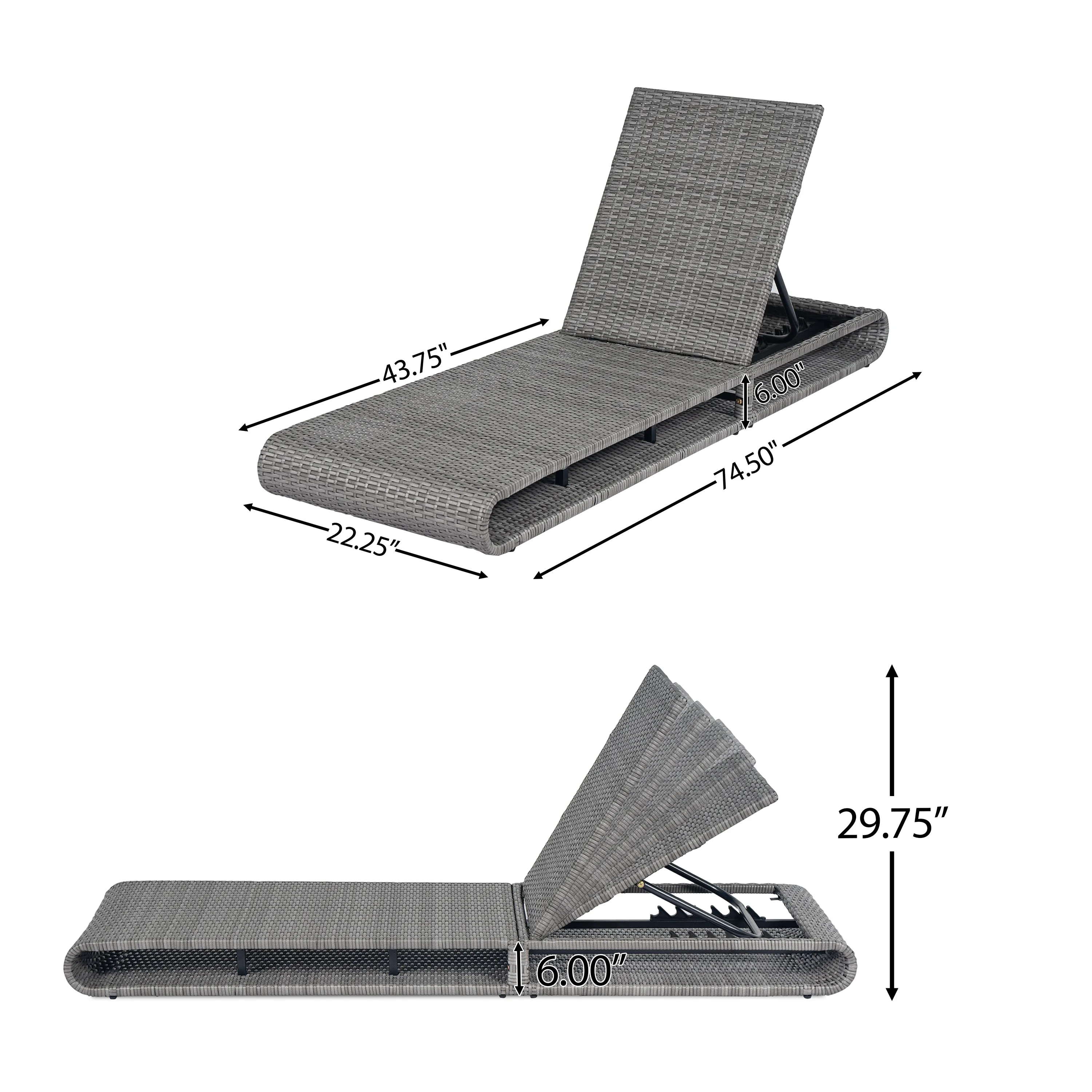 Sancty Outdoor PE Rattan Chaise Lounge