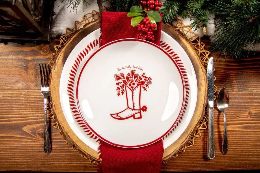 Santa's Longhorn Sleigh Plate Set