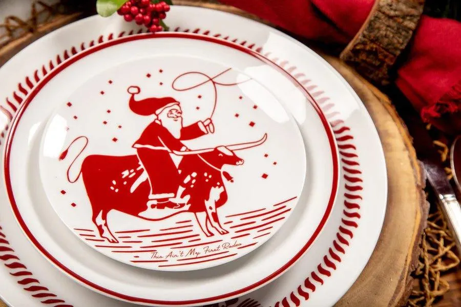 Santa's Longhorn Sleigh Plate Set