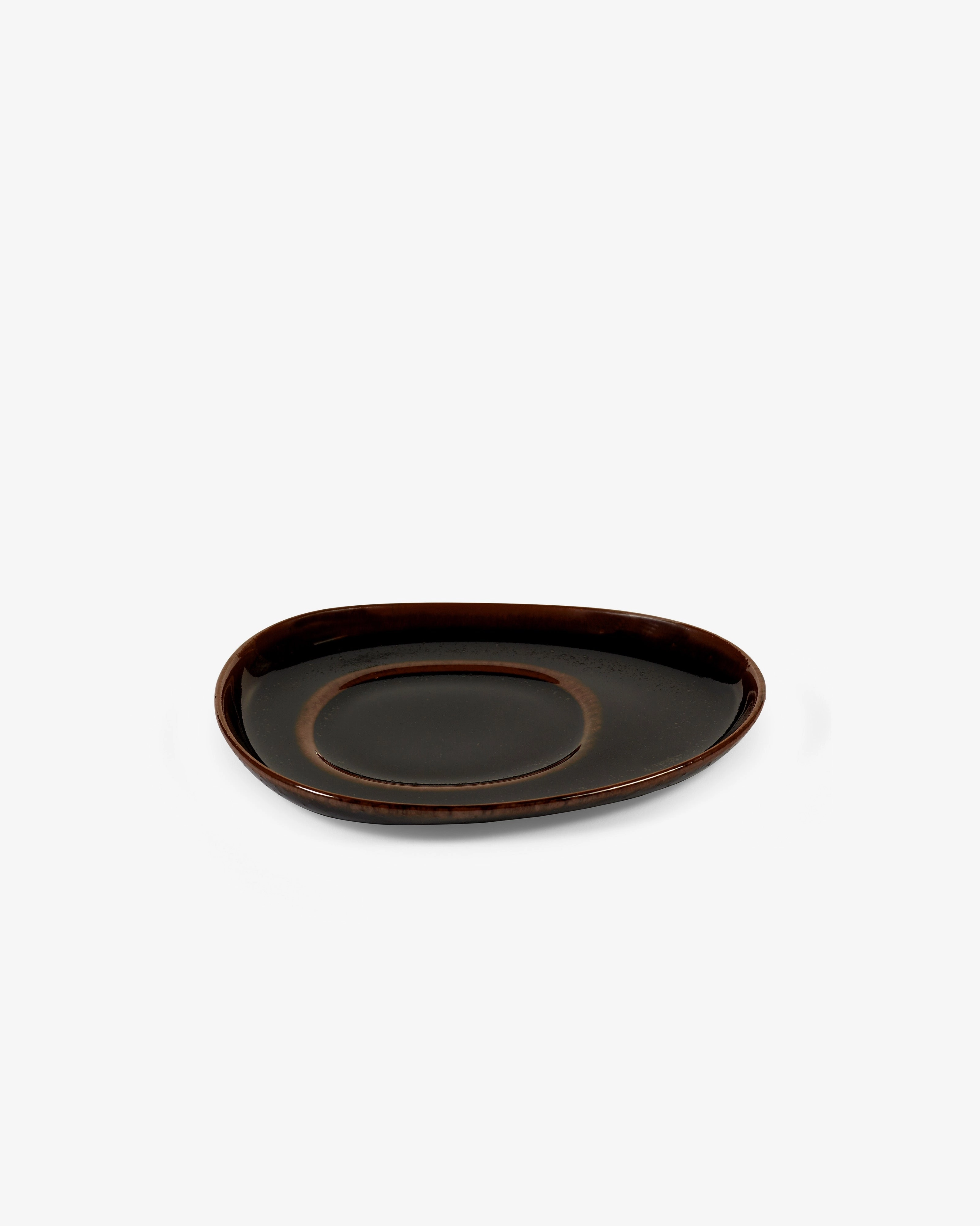 Saucer for  coffee cup dark brown Out of lines