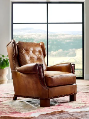 Sauvage Button Back Leather Chair vanity mirror, wall mirror