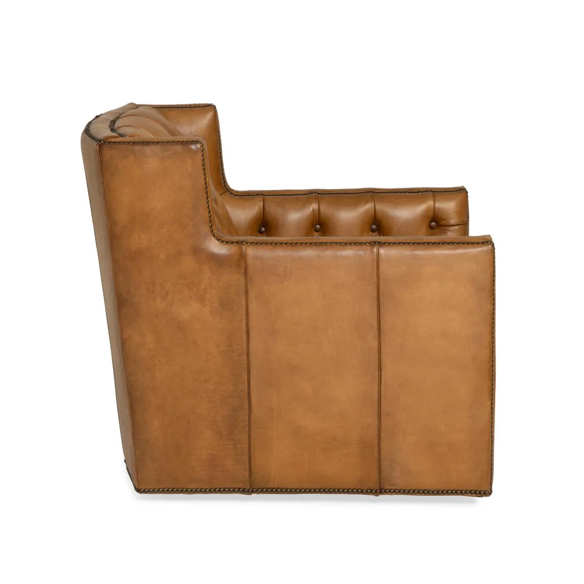 Sauvage Tufted Leather Swivel Chair