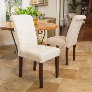 Script Printed Beige Linen Dining Chairs (Set of 2) - NH109432 dining table set, 6-piece dining set