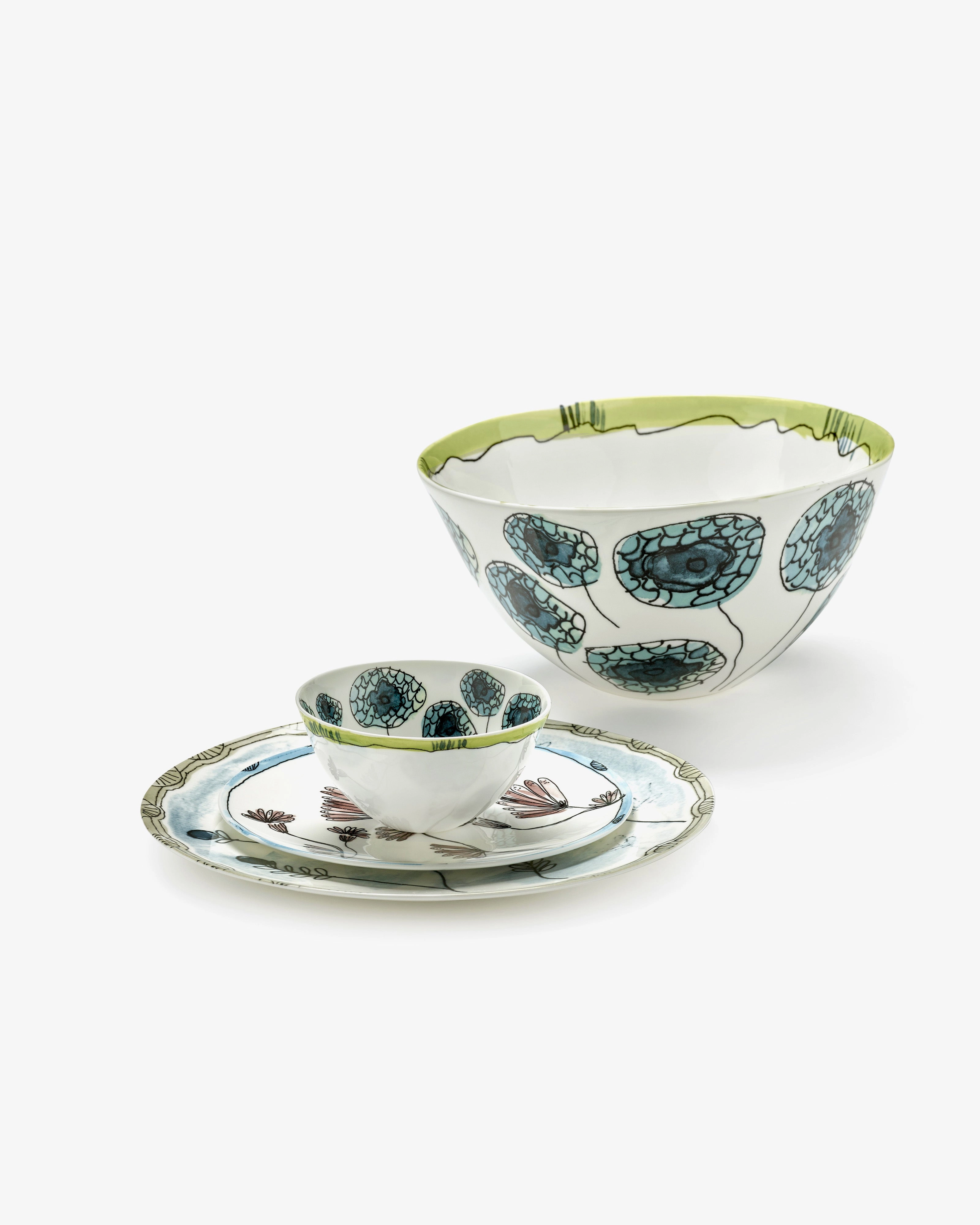 Serving bowl L Anemone vaniglia Midnight Flowers