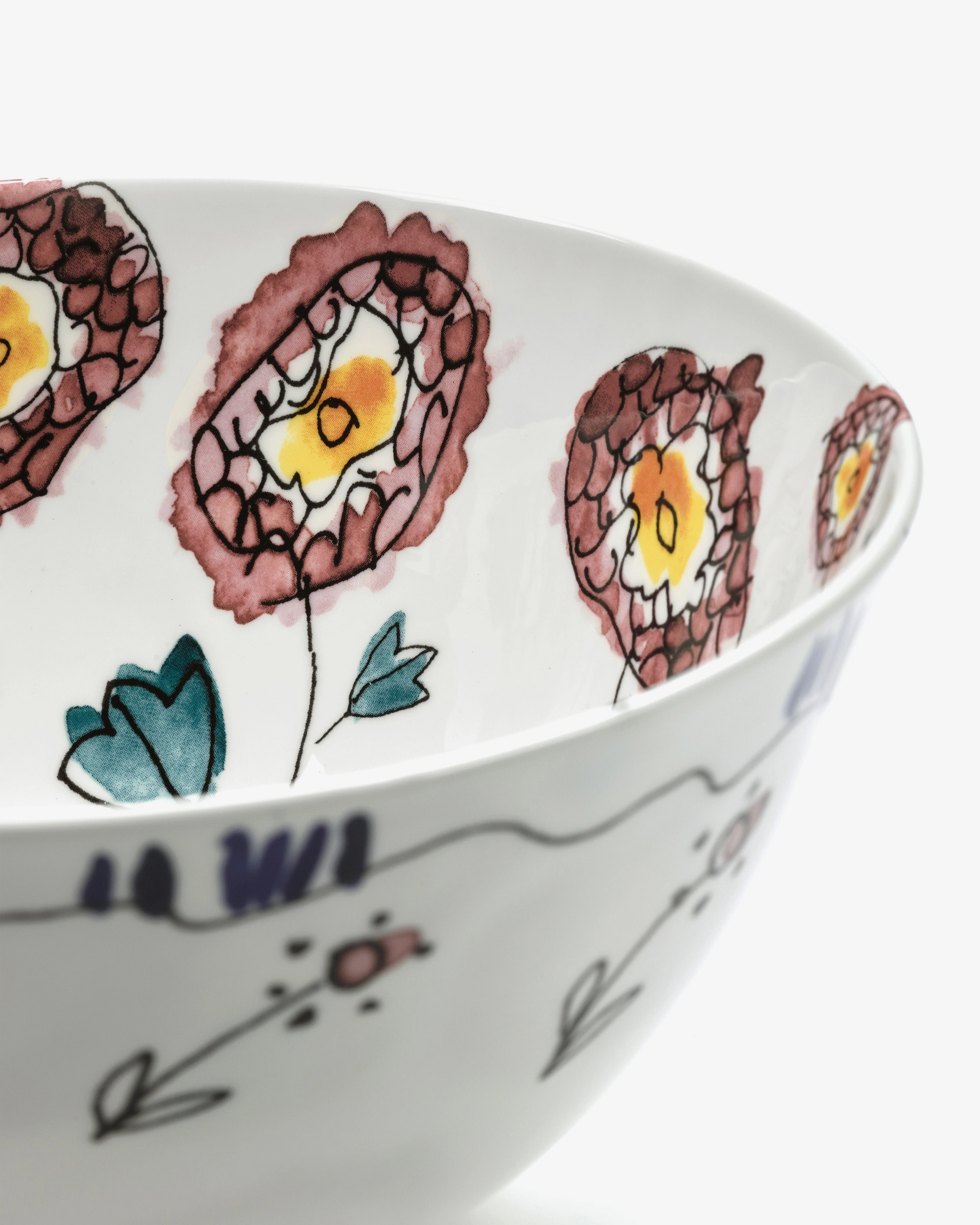 Serving bowl M Anemone milk Midnight Flowers