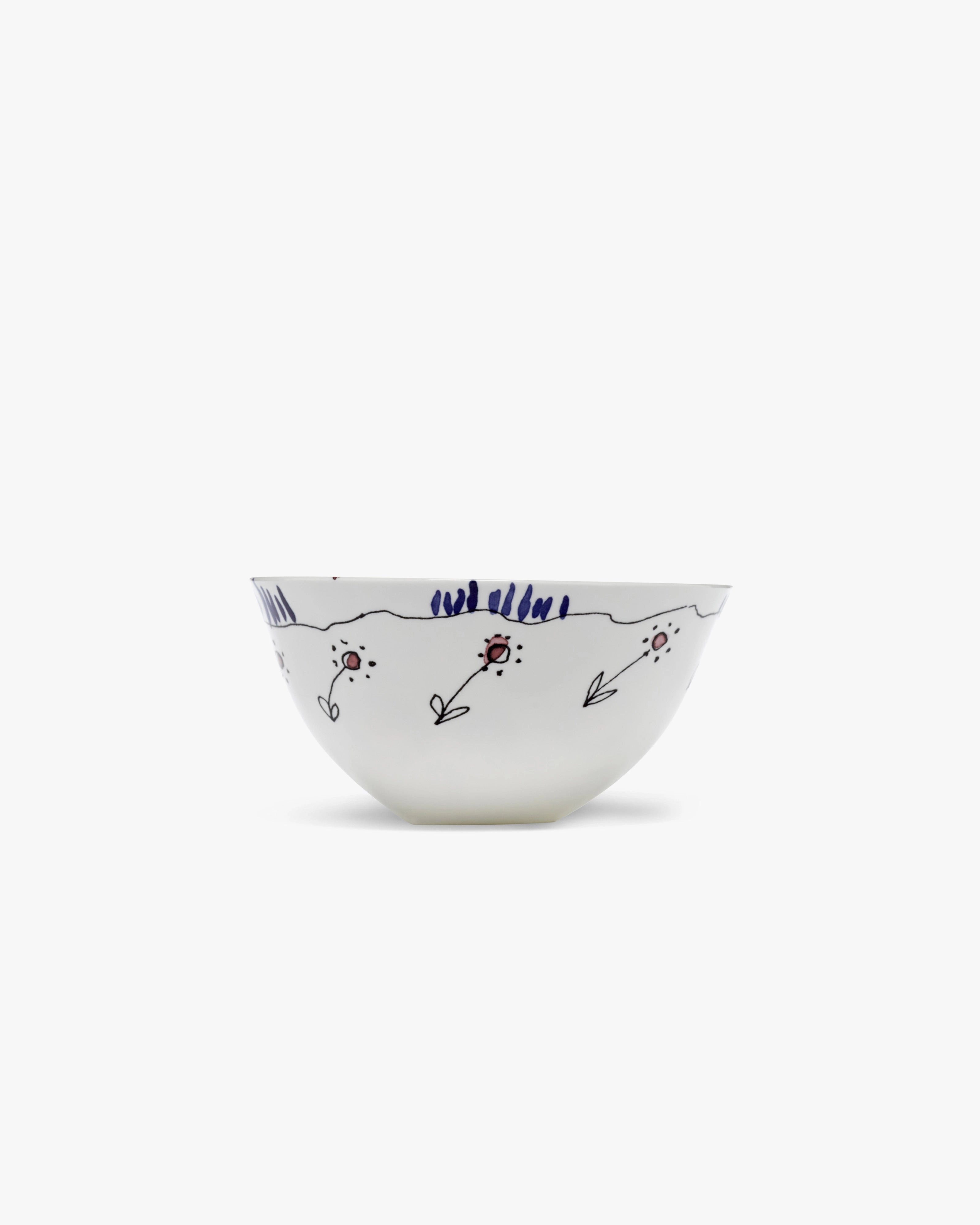 Serving bowl M Anemone milk Midnight Flowers