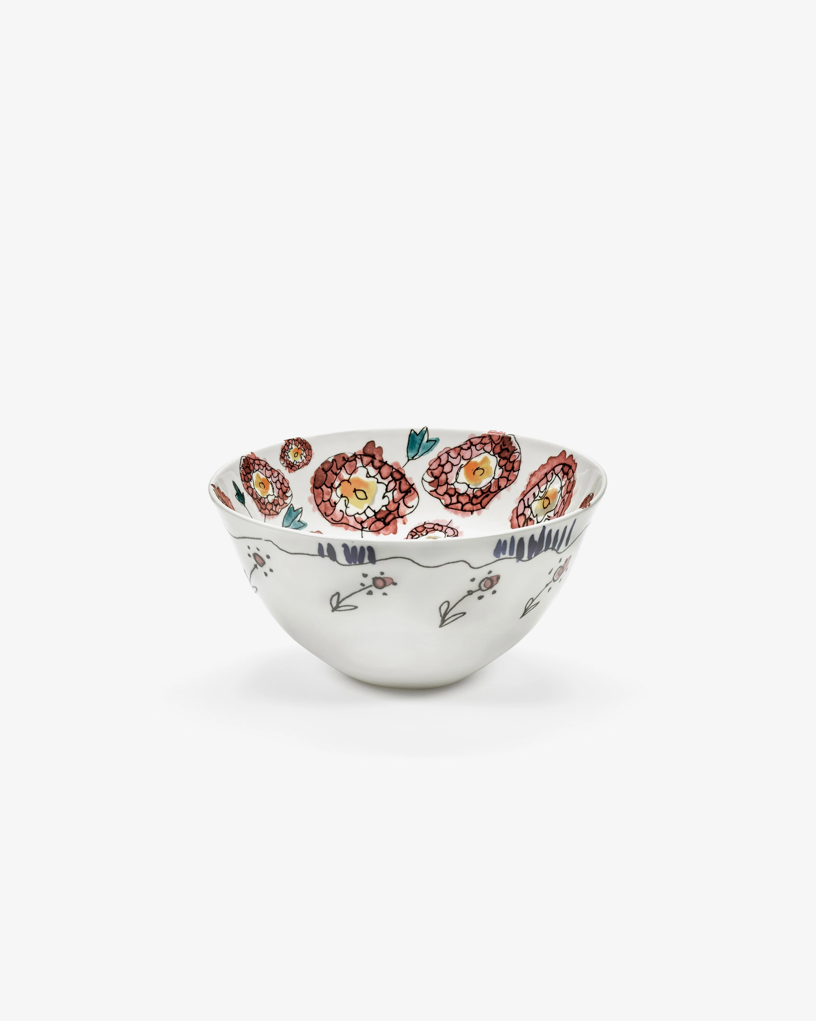 Serving bowl M Anemone milk Midnight Flowers