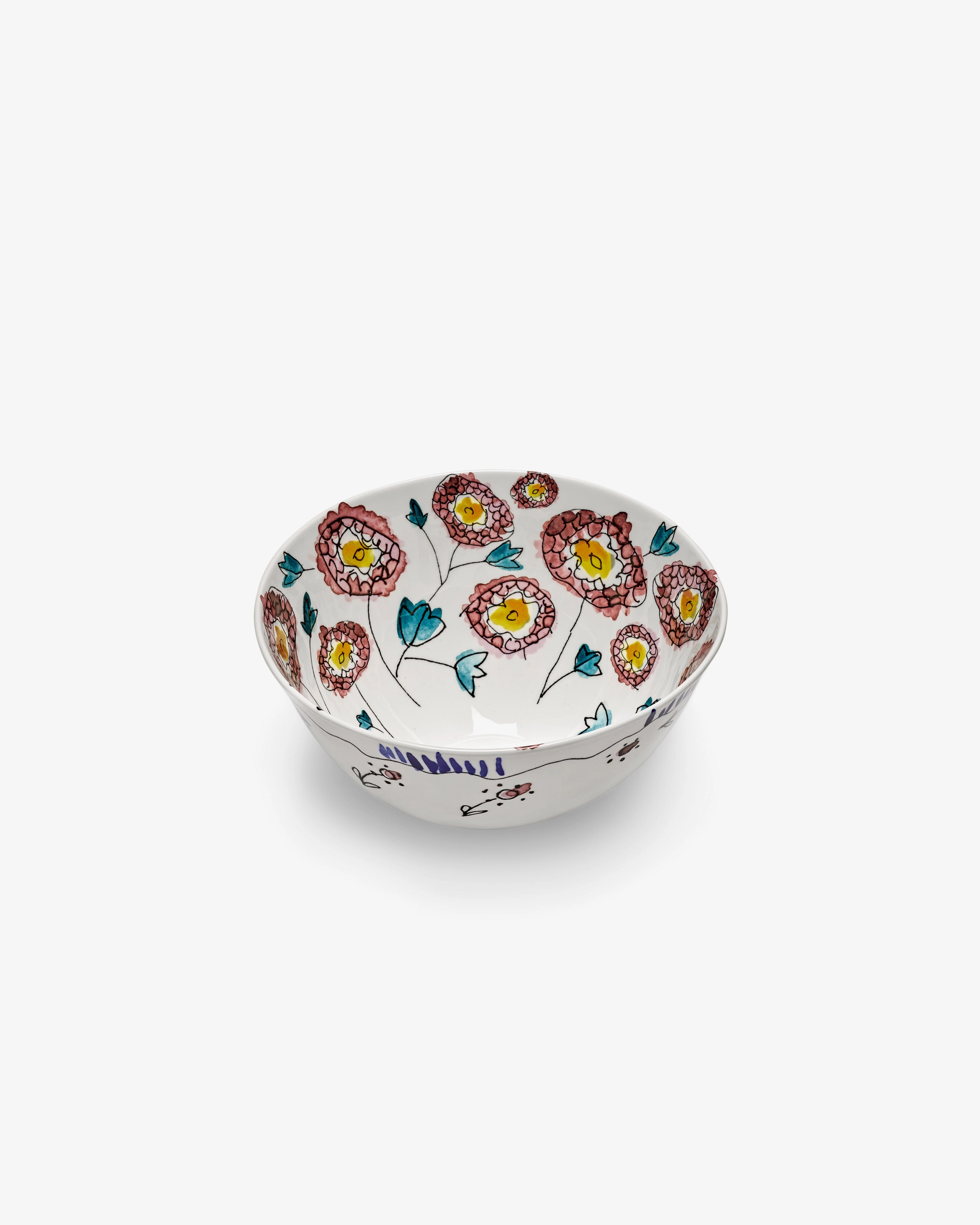 Serving bowl M Anemone milk Midnight Flowers