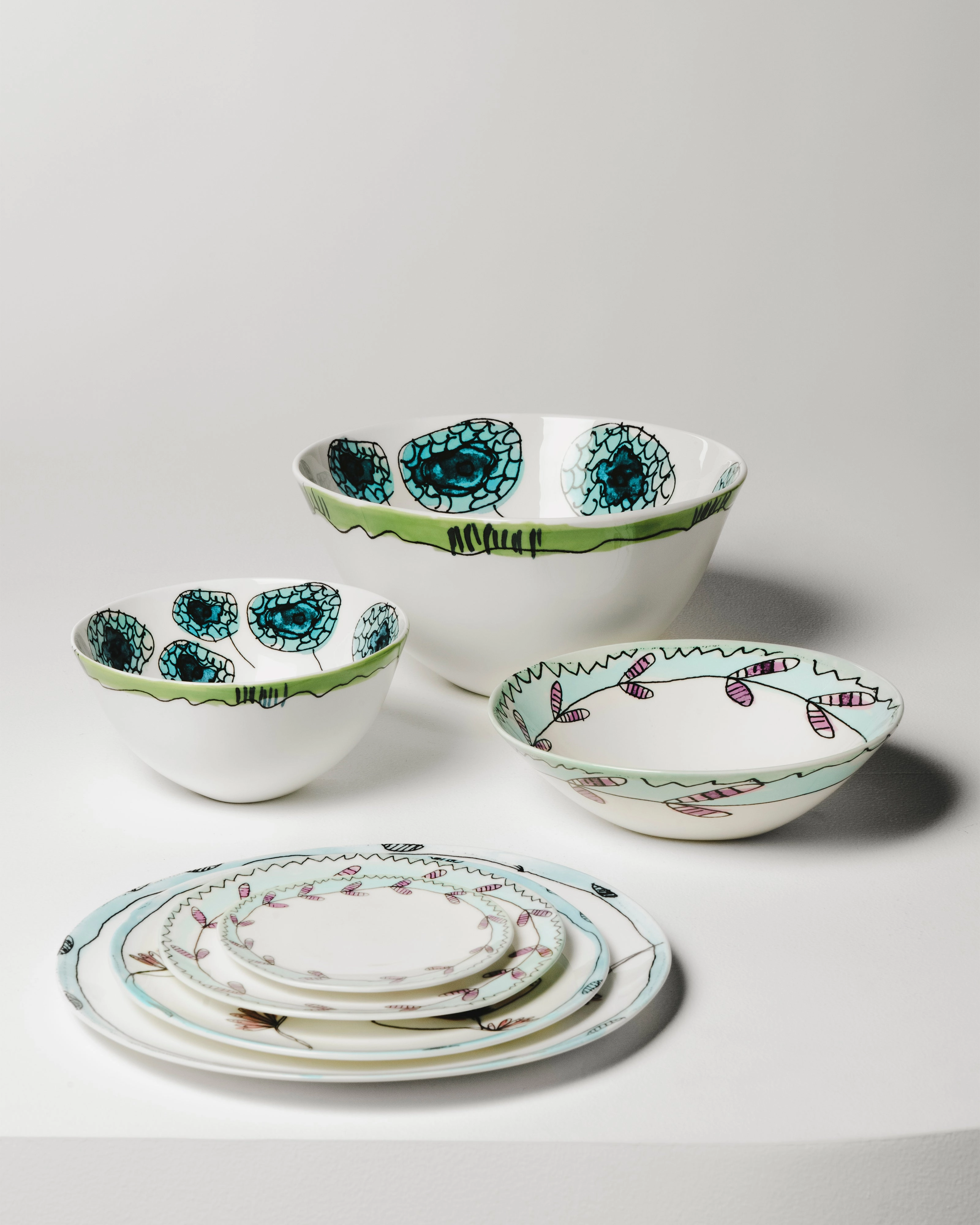 Serving bowl M Anemone vaniglia Midnight Flowers