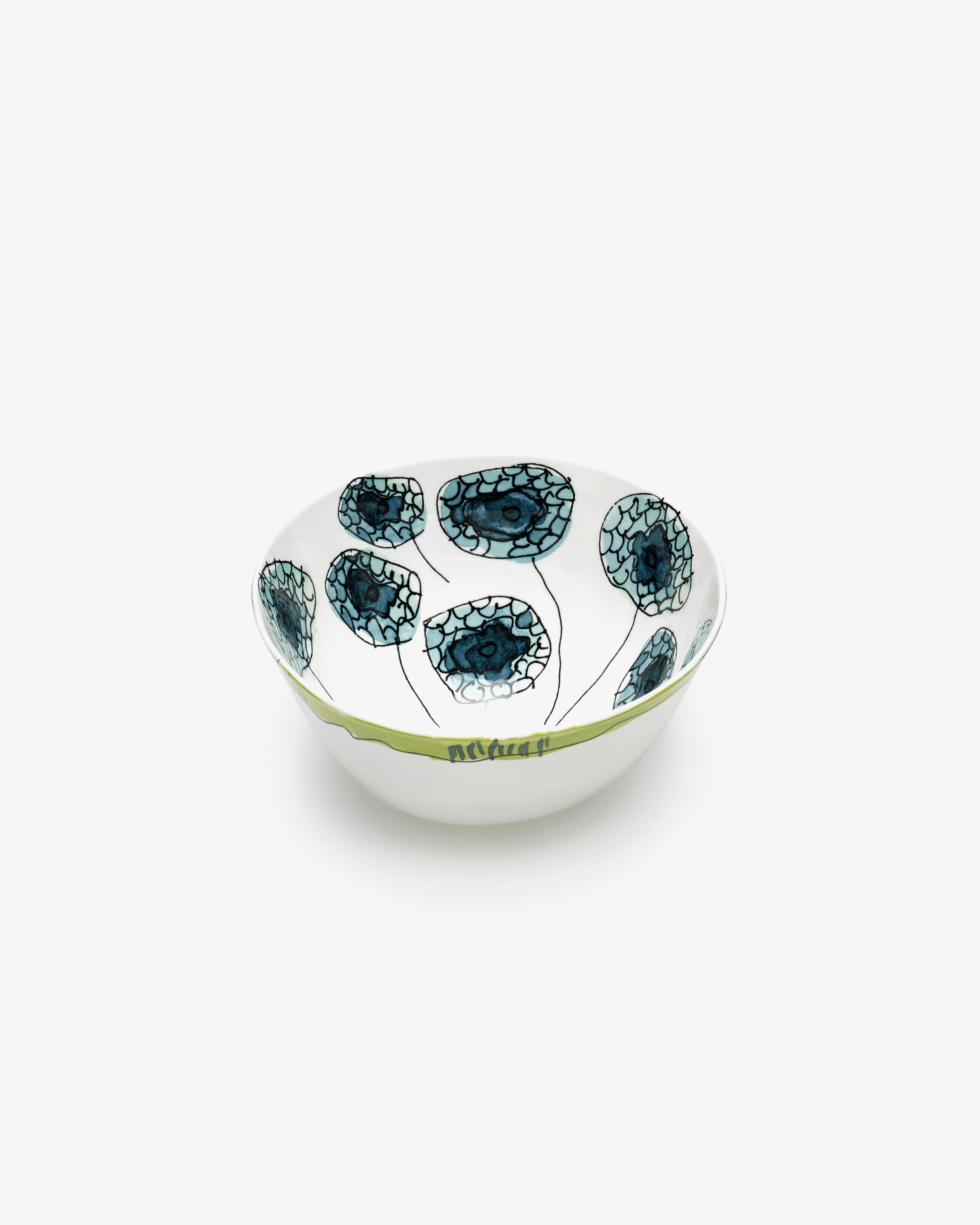 Serving bowl M Anemone vaniglia Midnight Flowers