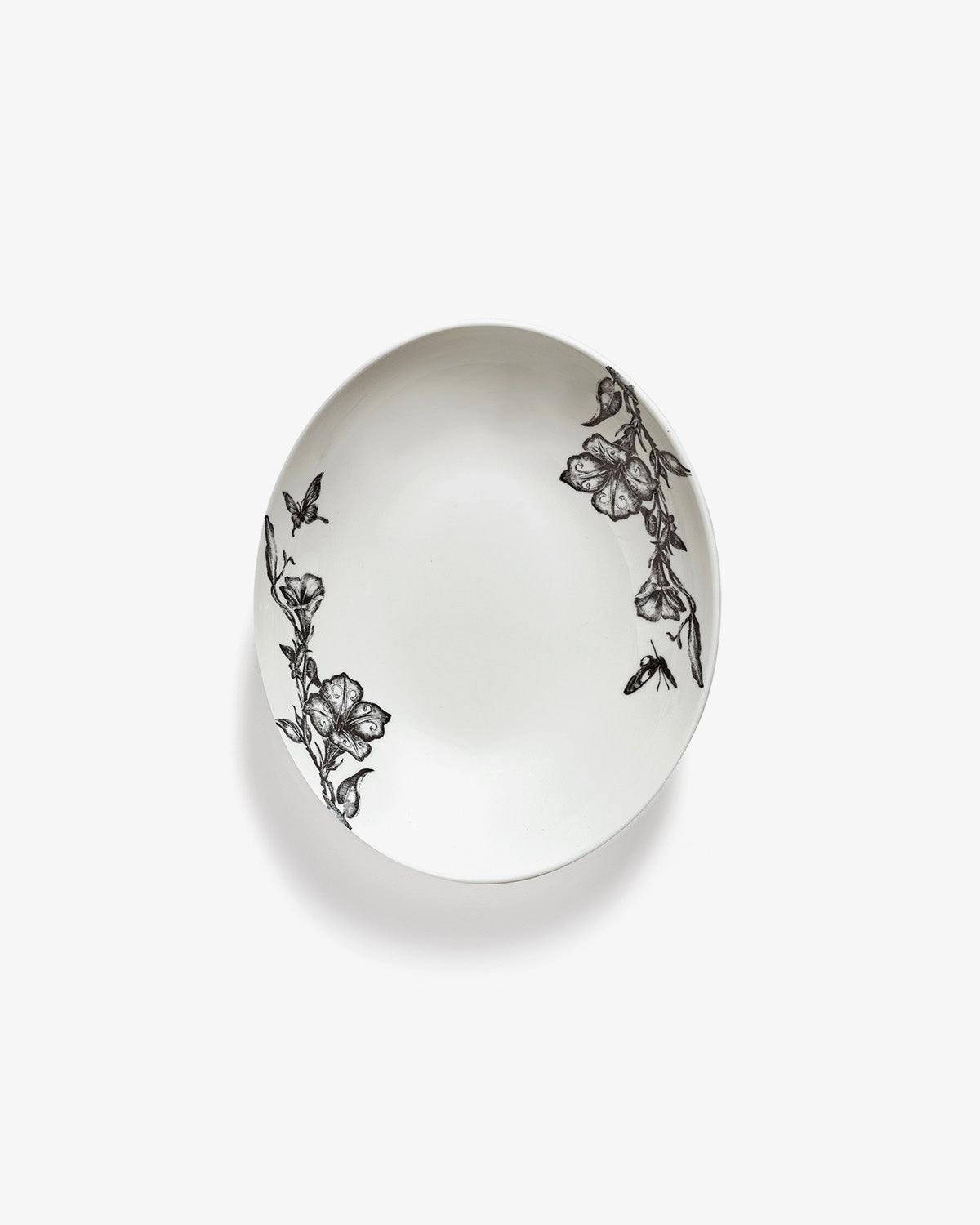 Serving bowl oval L magical blossom white - black Unity