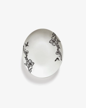 Serving bowl oval L magical blossom white - black Unity
