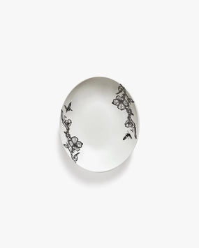Serving bowl oval S magical blossom white - black Unity