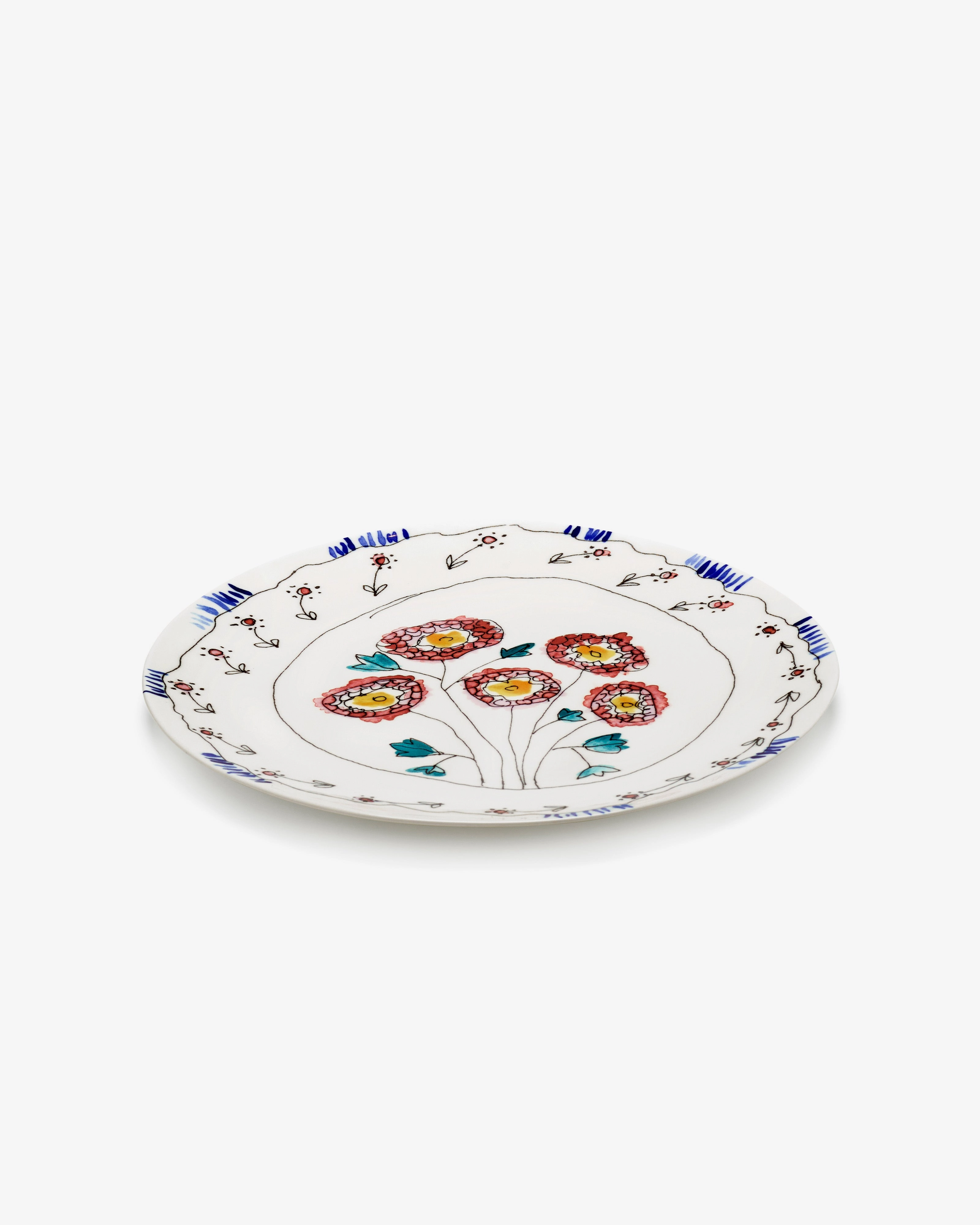 Serving plate L Anemone milk Midnight Flowers
