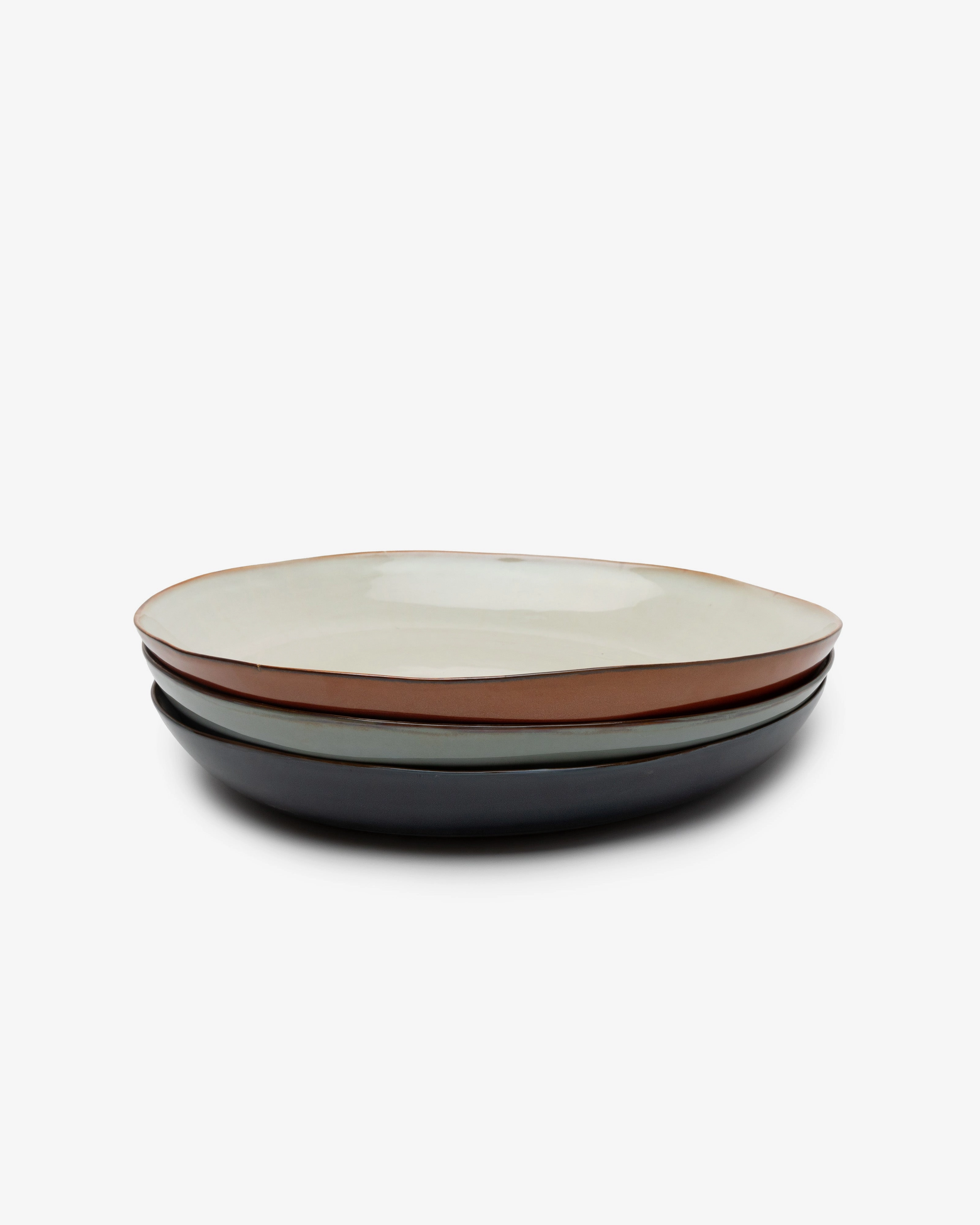 Serving plate misty gray/rust Terres de rves