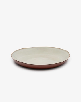 Serving plate misty gray/rust Terres de rves