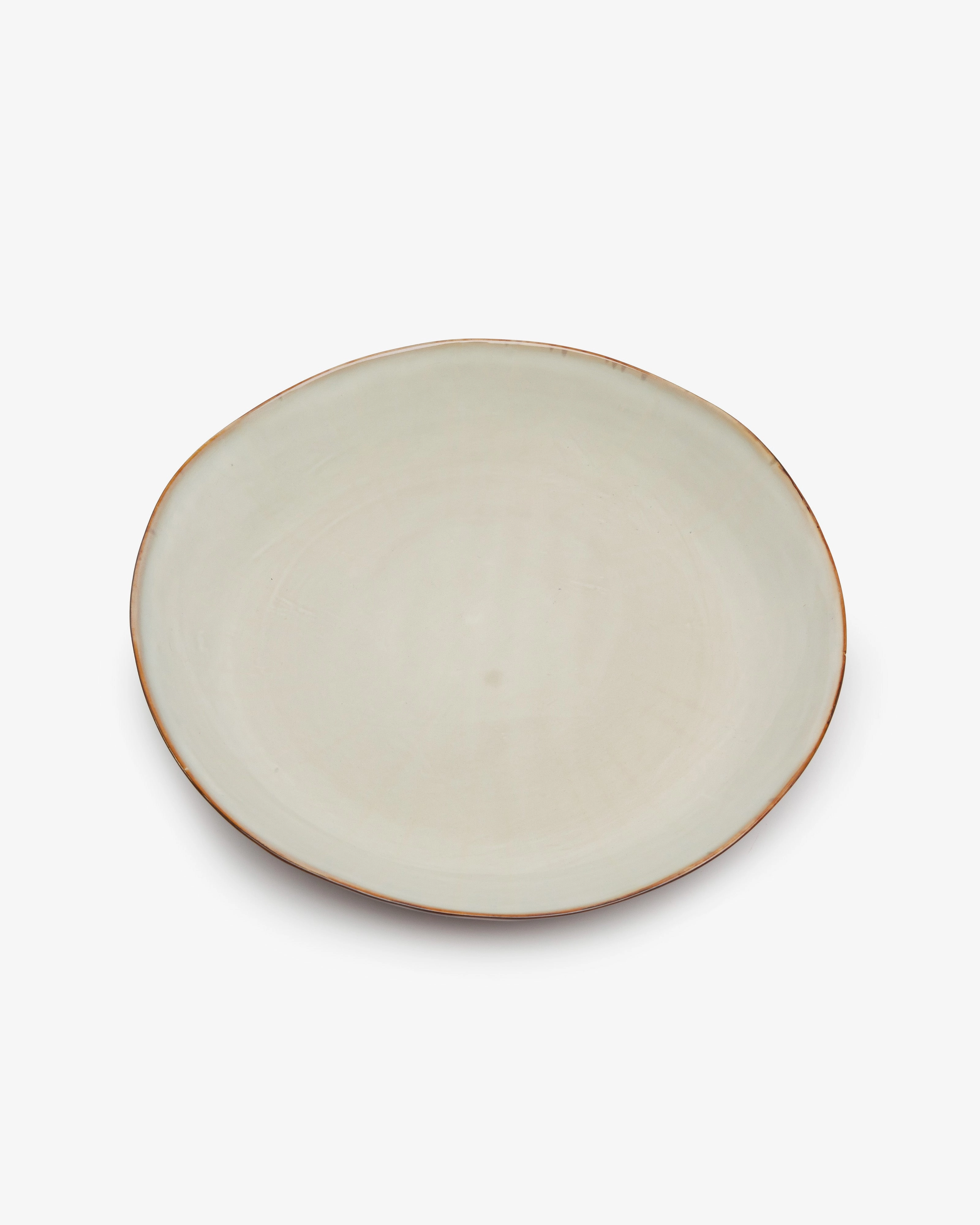 Serving plate misty gray/rust Terres de rves