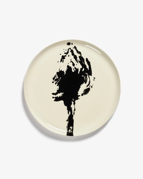 Serving plate off-white - black artichoke Feast