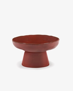 Serving plate on foot venetian red La Mre