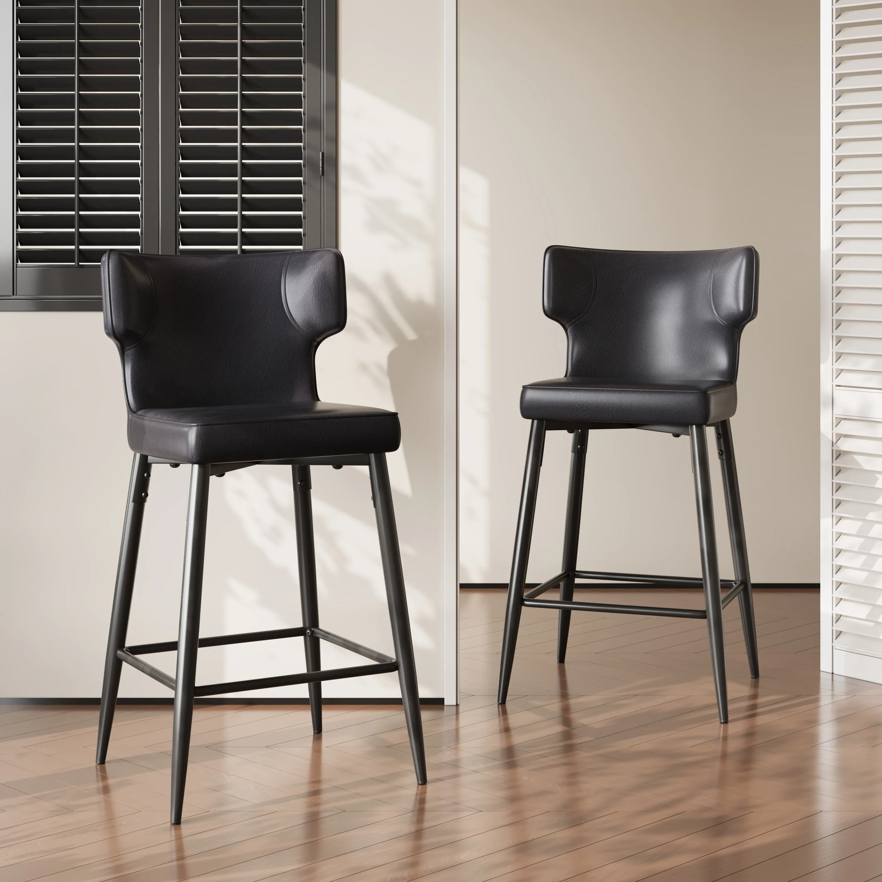 Set of 2 Modern Counter Stools PU Leather Bar Chairs bar stool, counter stool