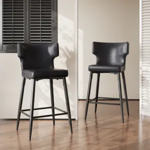 Set of 2 Modern Counter Stools PU Leather Bar Chairs bar stool, counter stool