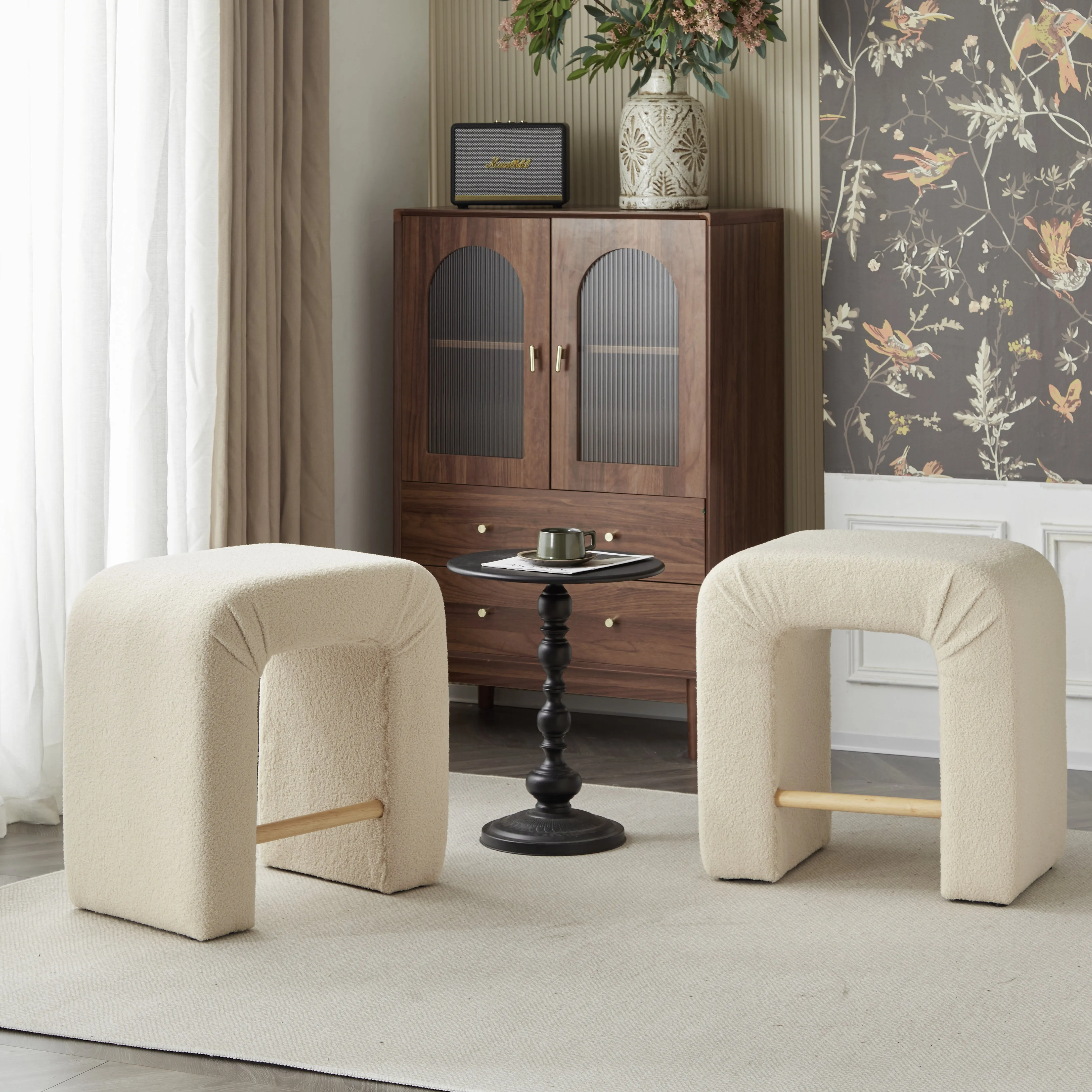 Set of 2 Modern Inverted U-Shape Bar Stools