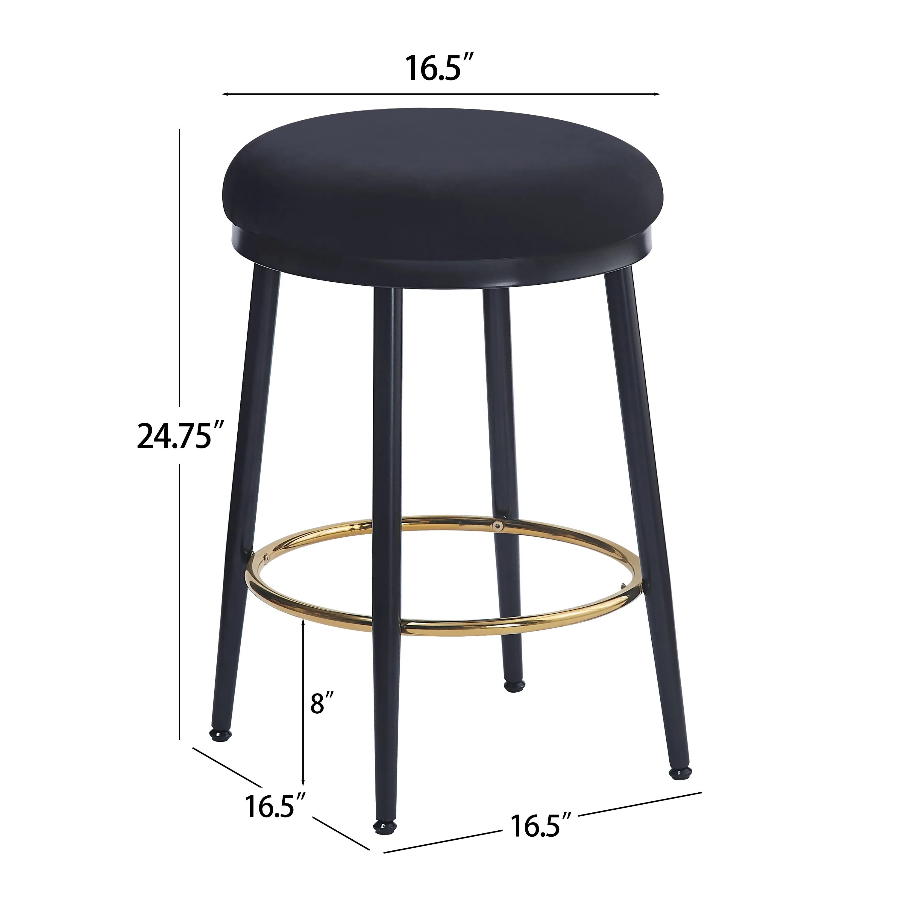 Set of 2 Modern Upholstered Counter Stools  24.75" Seat Height