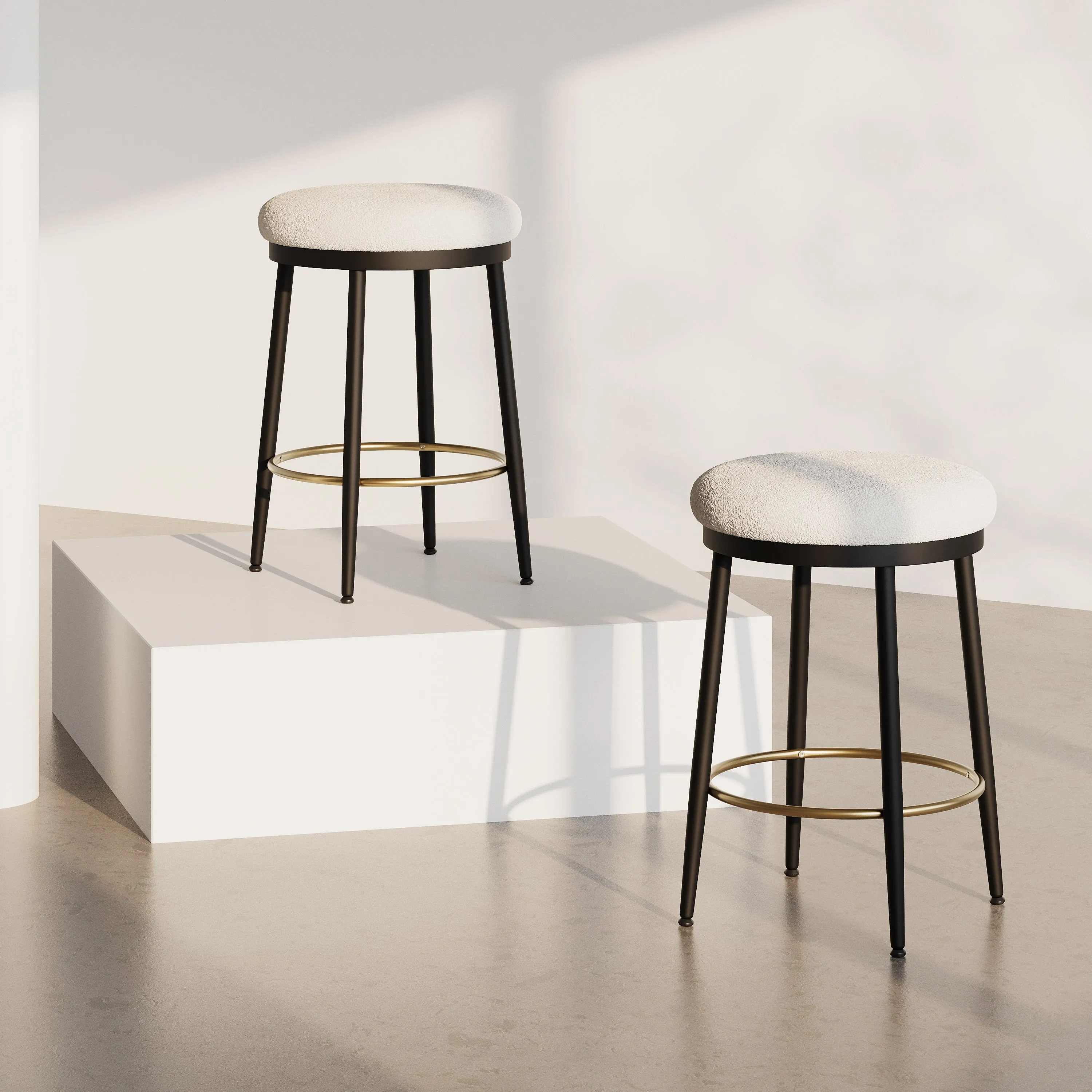 Set of 2 Modern Upholstered Counter Stools  24.75" Seat Height