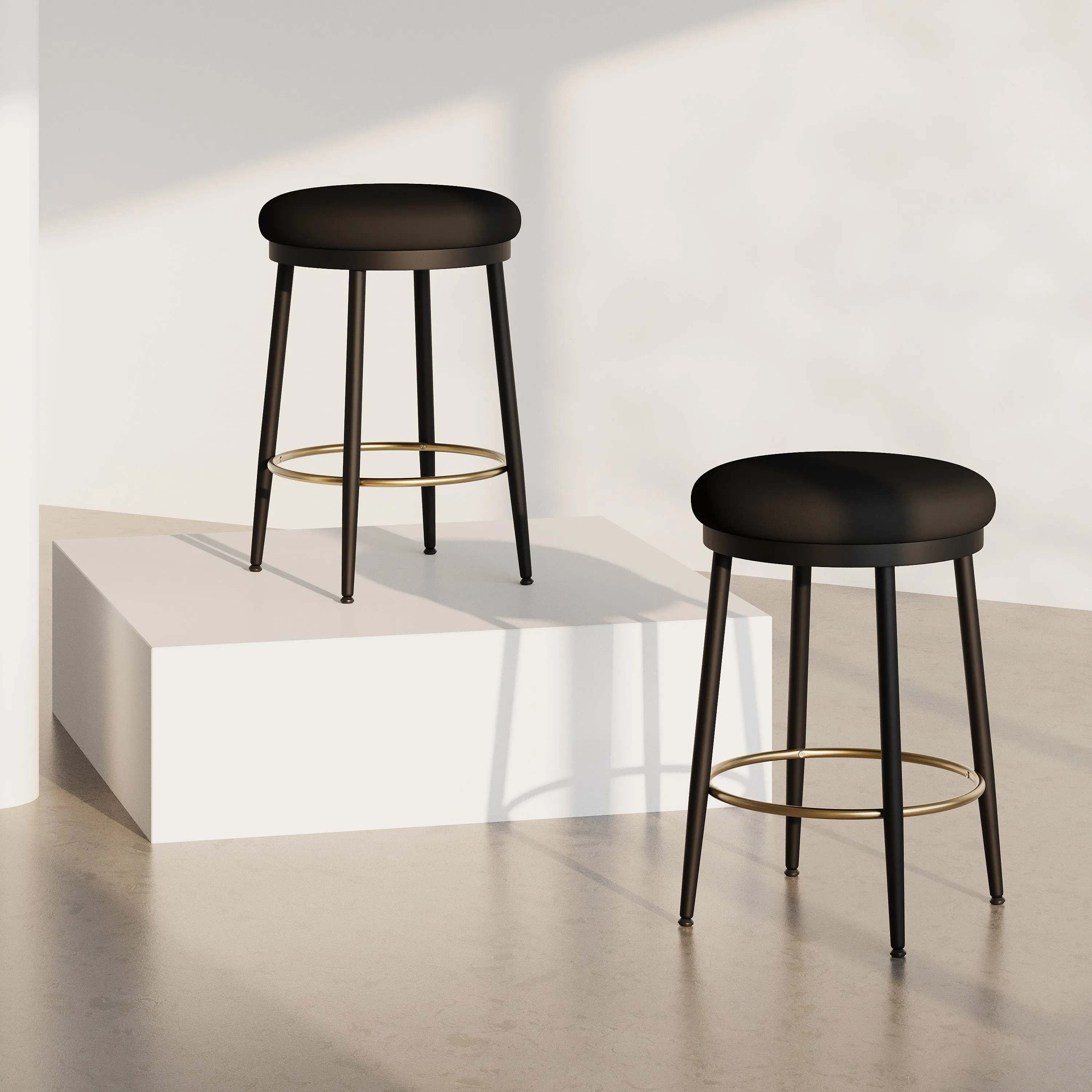 Set of 2 Modern Upholstered Counter Stools  24.75" Seat Height