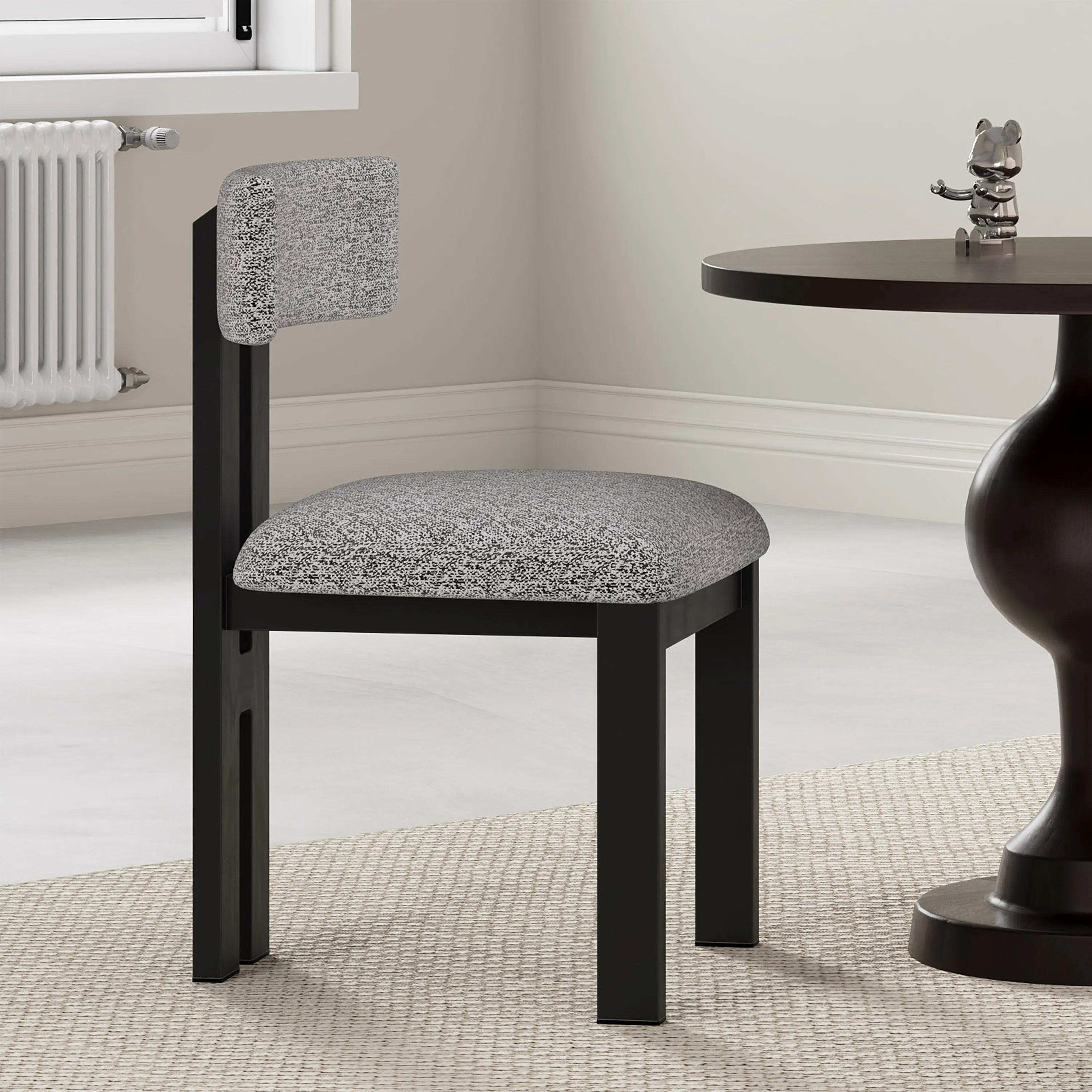 Set of 2 Modern Upholstered Dining Chairs Fabric with Sturdy Iron Frame