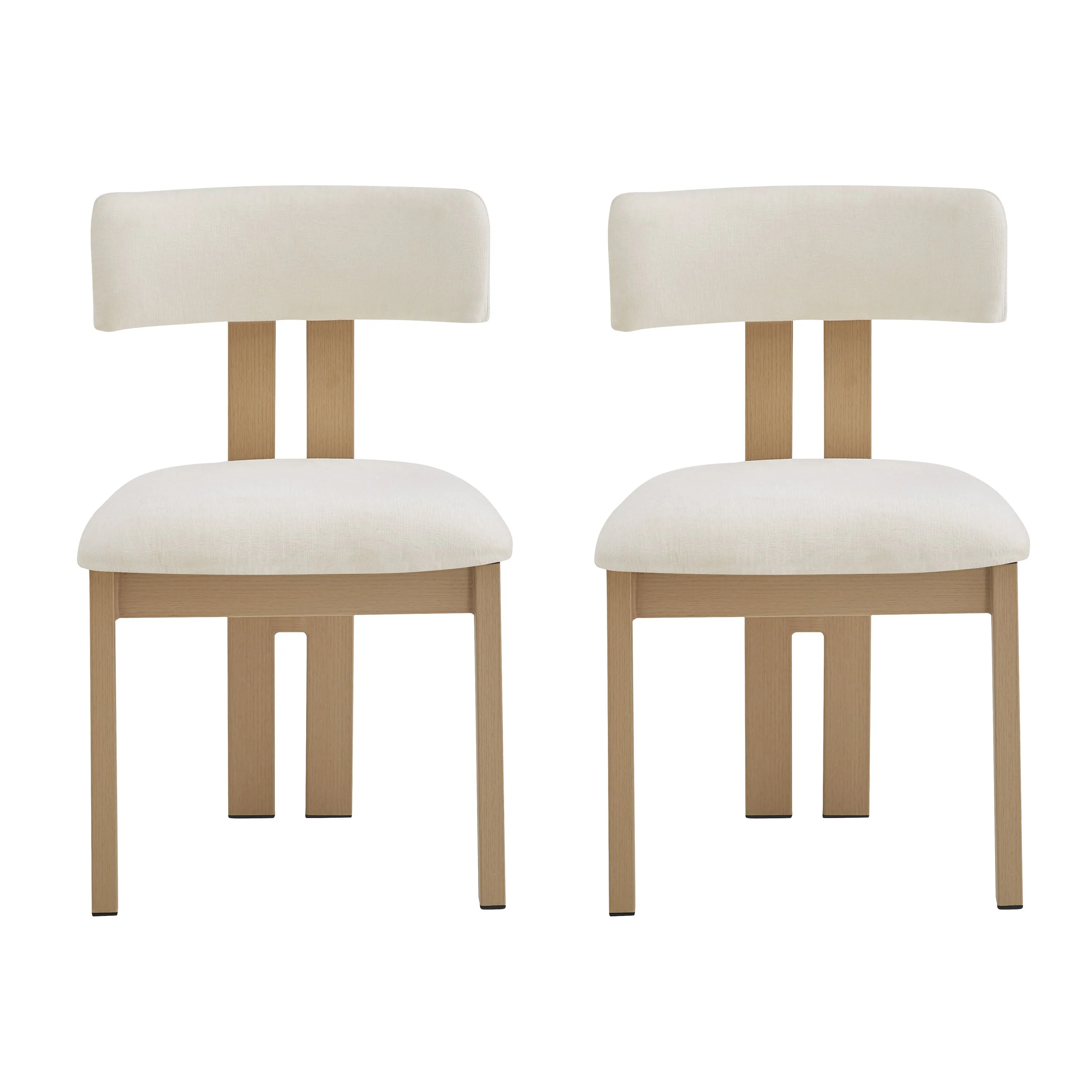 Set of 2 Modern Upholstered Dining Chairs Fabric with Sturdy Iron Frame