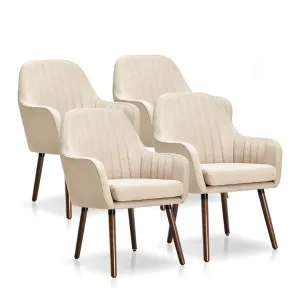 Set of 2 or 4 Fabric Dining Chairs, Accent Upholstered Arm Chair w/Wood Legs set of dining chairs, wooden chairs