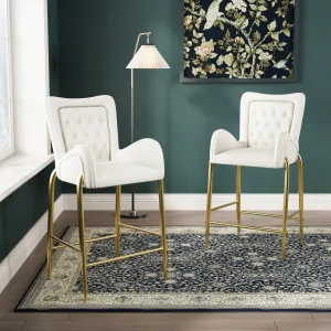 Set of 2 Velvet Counter Stools Tufted Bar Chairs Gold Frame bar stool, counter stool