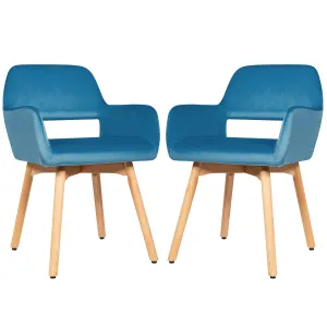 Set of 2 Velvet Dining Chairs, Modern Leisure Accent Living Room Chair w/Wood Legs, Non-Slip Foot Pads set of dining chairs, wooden chairs