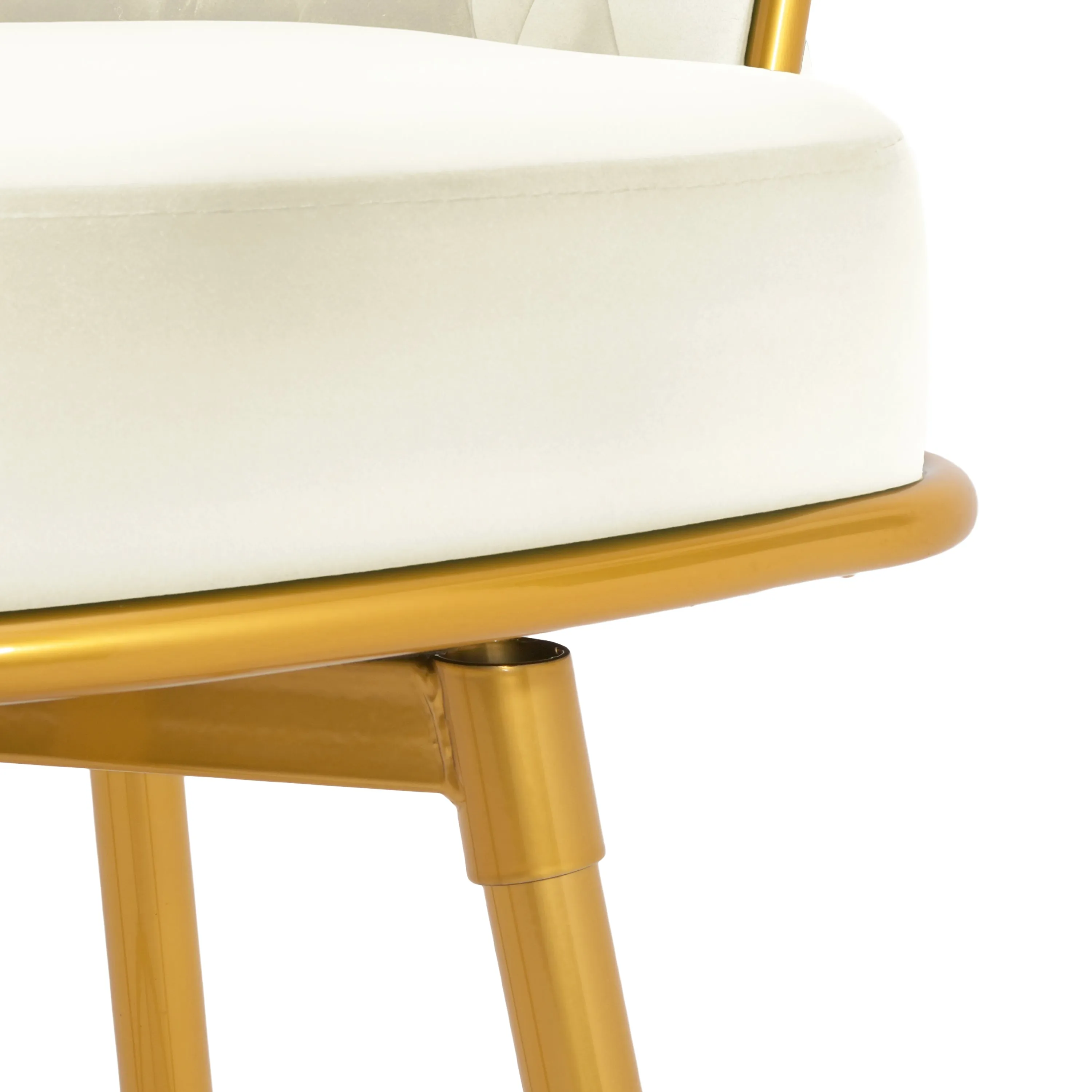 Set of 2 Velvet Swivel Bar Stools 180 Gold Frame w/ Woven Back & Footrest