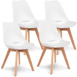 Set of 4 Mid Century Dining Chairs Wood Legs White set of dining chairs, wooden chairs