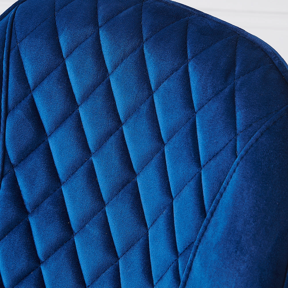 Set of 2 Cosford Diamond Stitch Dining Chairs (Blue Velvet)