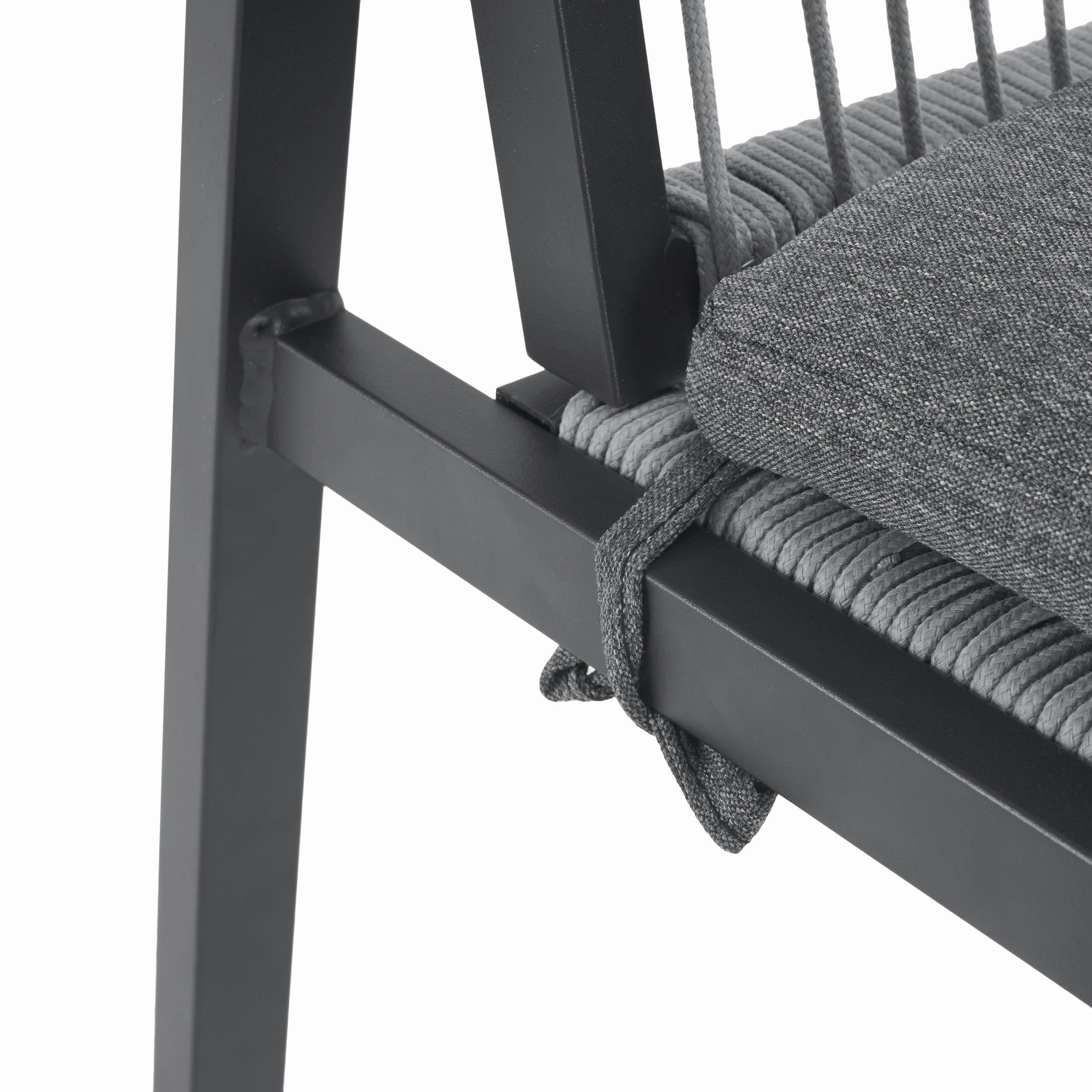 Set of 2 Modern Outdoor Rope Weave Dining Chairs with Aluminum Frame
