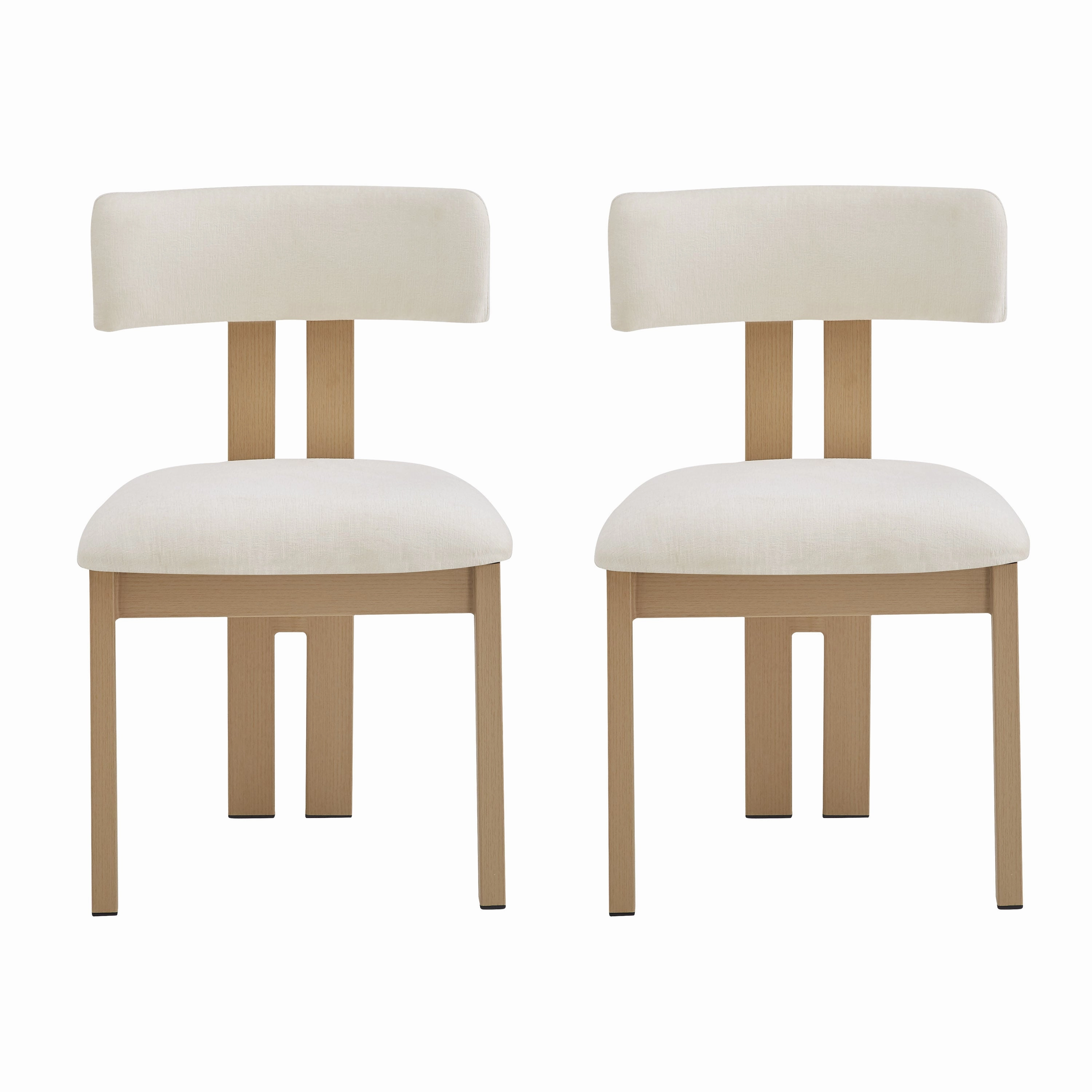 Set of 2 Modern Upholstered Dining Chairs Fabric with Sturdy Iron Frame