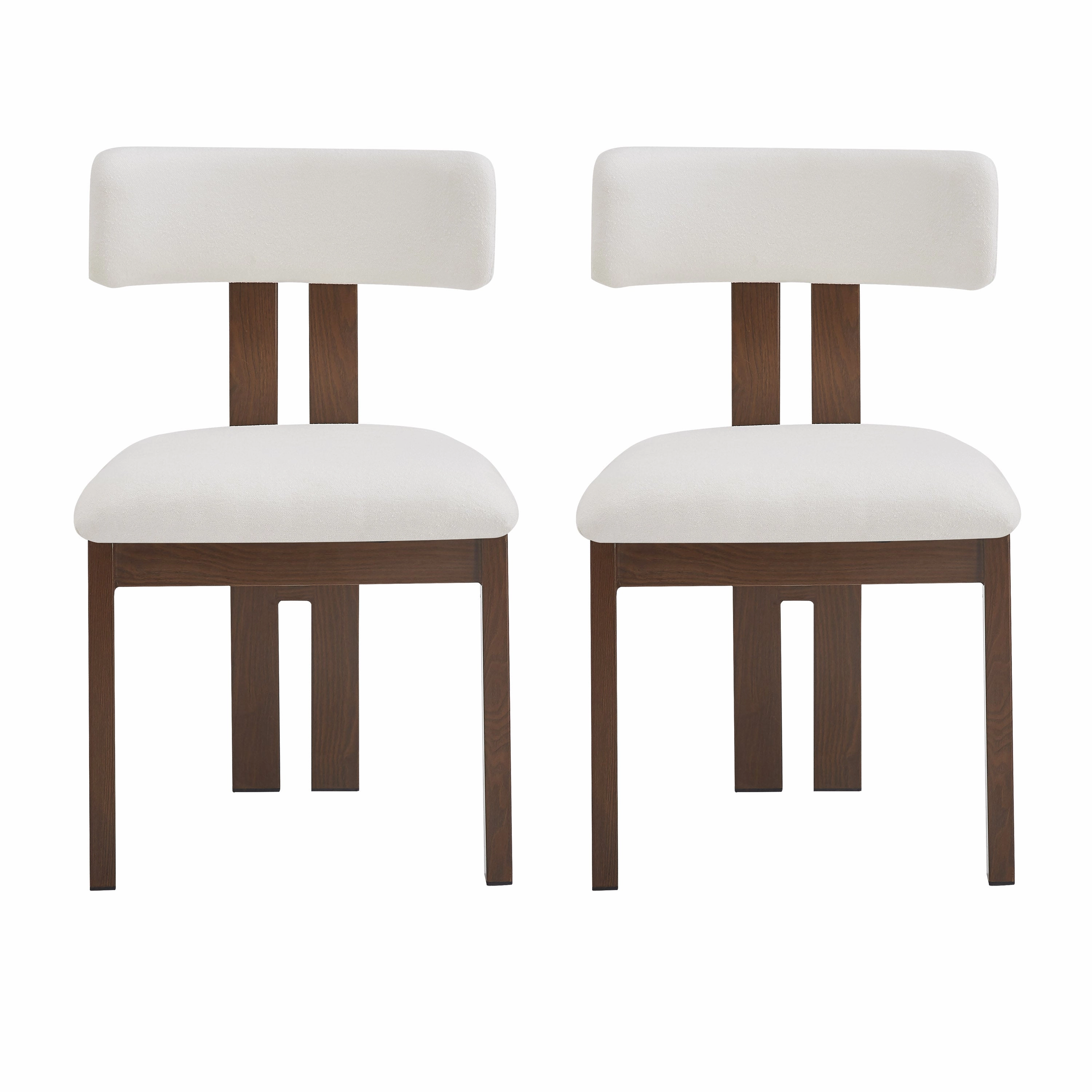 Set of 2 Modern Upholstered Dining Chairs Fabric with Sturdy Iron Frame