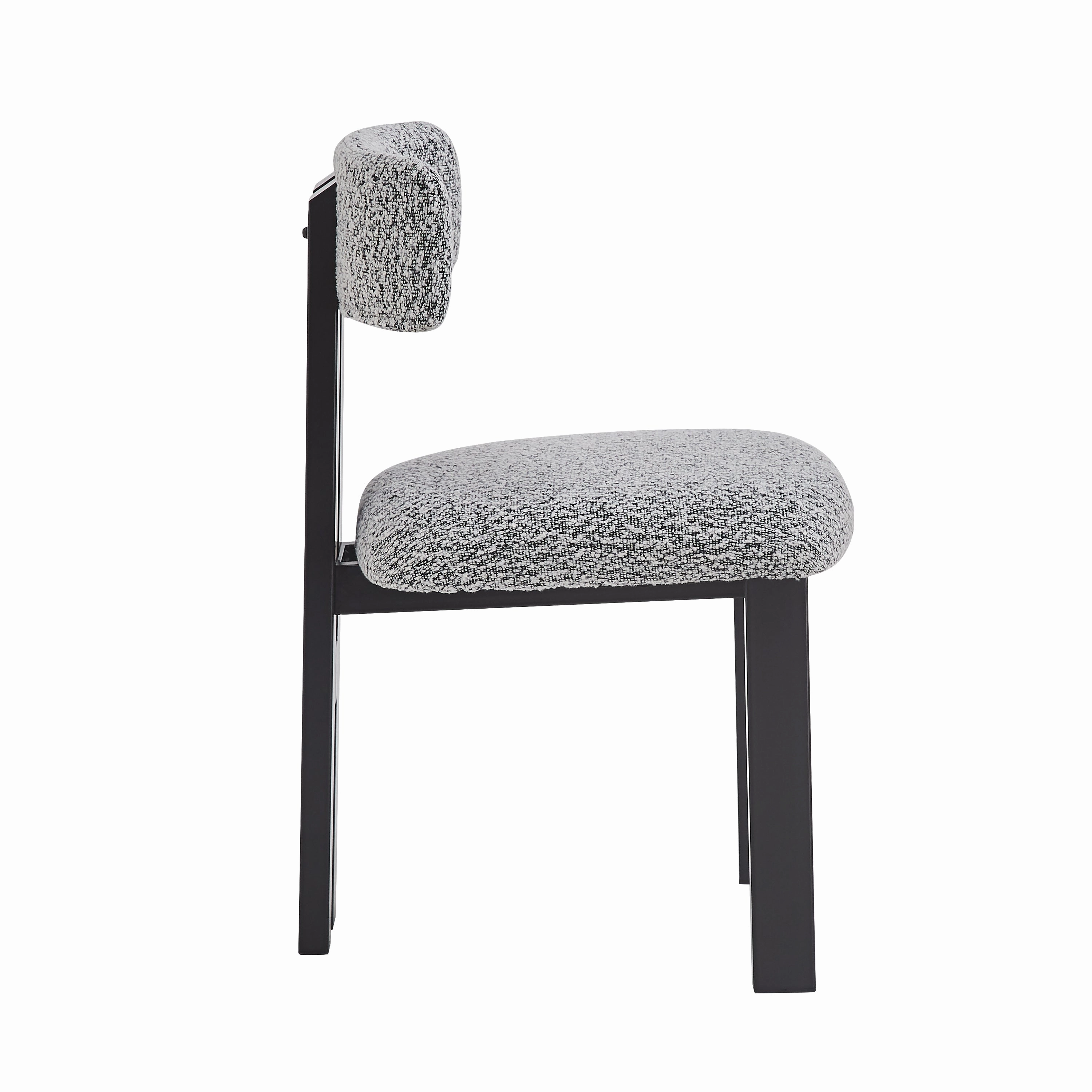 Set of 2 Modern Upholstered Dining Chairs Fabric with Sturdy Iron Frame