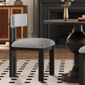 Set of 2 Modern Upholstered Dining Chairs Fabric with Sturdy Iron Frame dining table set, 6-piece dining set