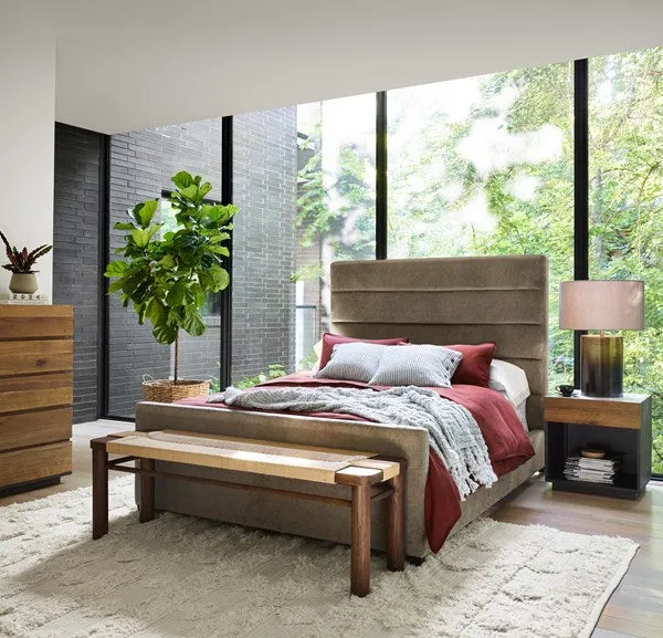 Silver Sage High-Style Velvet Bed bedroom furniture, nightstand