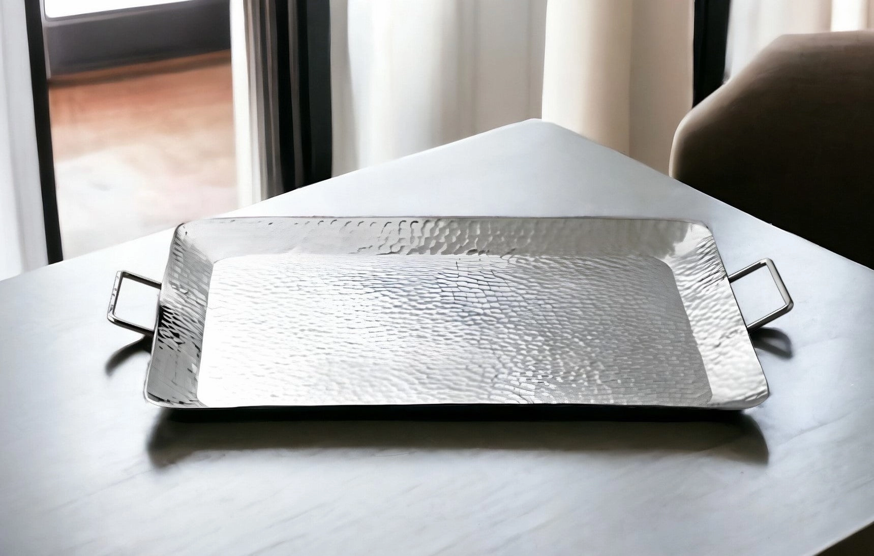 Silver Hammered Serving Tray