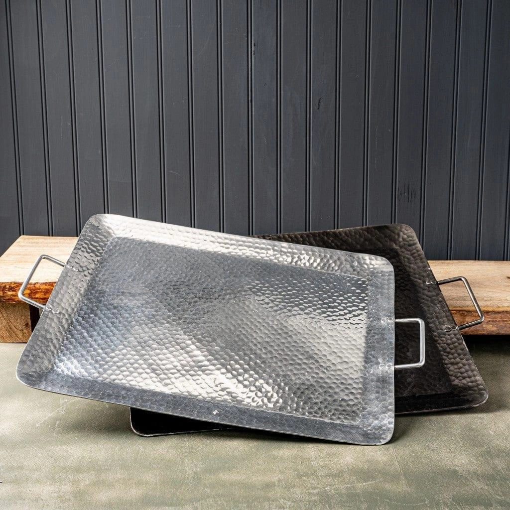 Silver Hammered Serving Tray shower curtain, waterproof liner