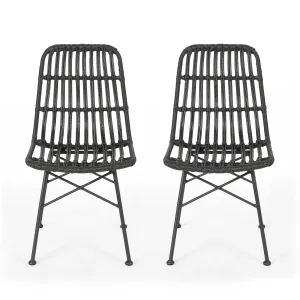 Silverdew Indoor Wicker Dining Chairs (Set of 2) dining table set, 6-piece dining set