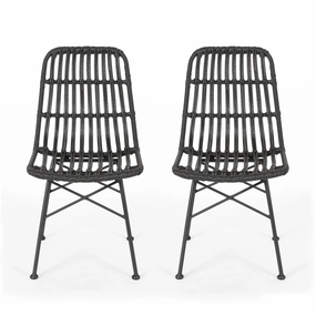 Silverdew Indoor Wicker Dining Chairs (Set of 2) dining table set, 6-piece dining set