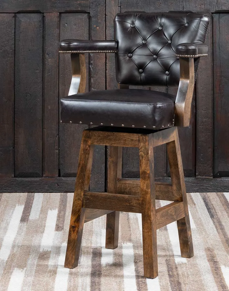 Sleek & Chic Espresso Leather Bar Stool