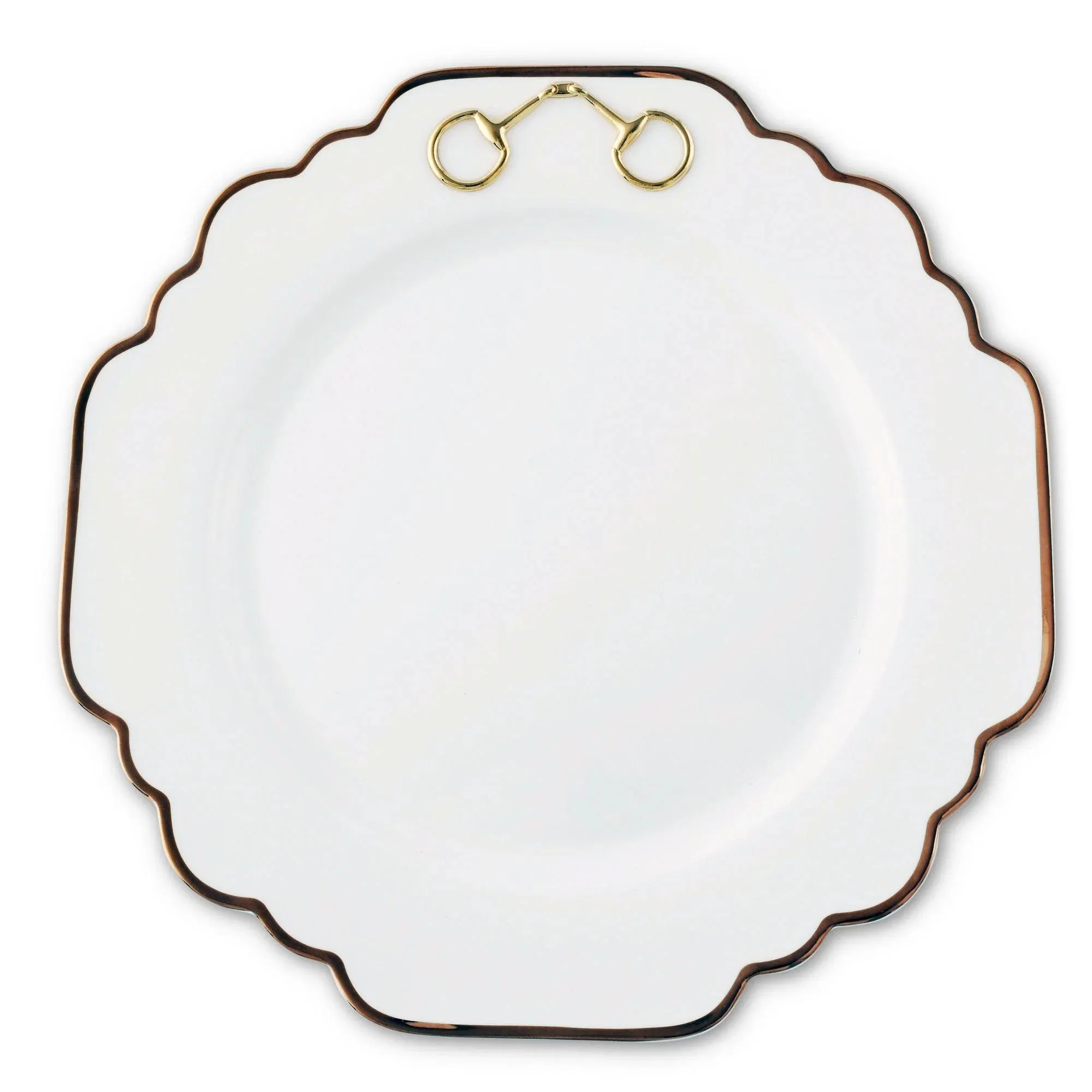 Snaffle Bit Gold Scallop Dinner Plate